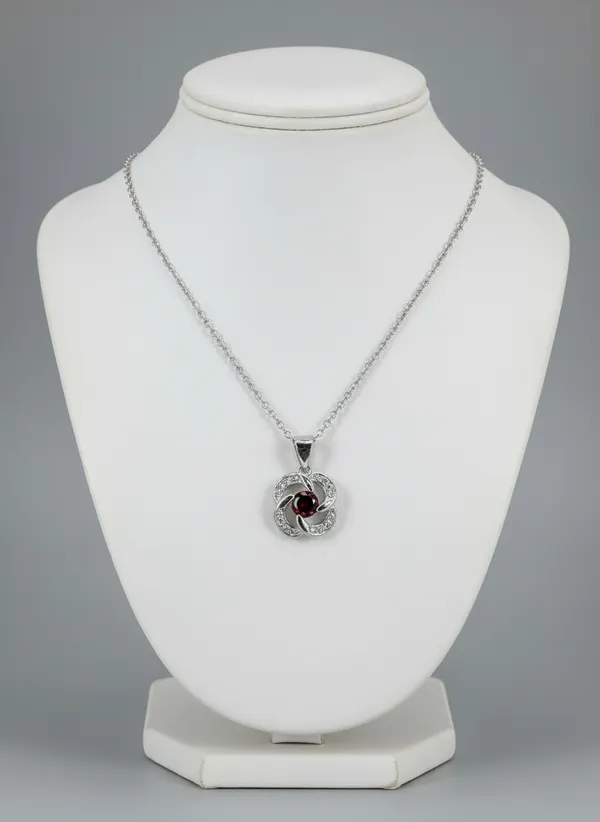 Swirl_Pendant_Necklace_With_Red_Crystal_Center_925_Sterling_Silver